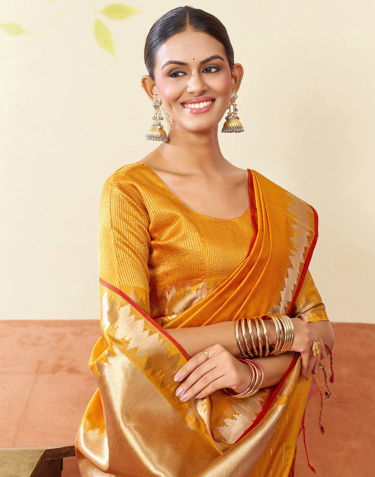 Turmeric Yellow Silk Woven Kanjivaram Saree