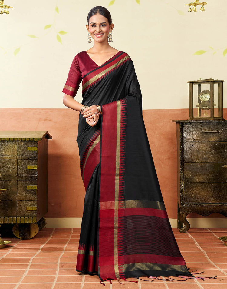 Black Silk Woven Kanjivaram Saree