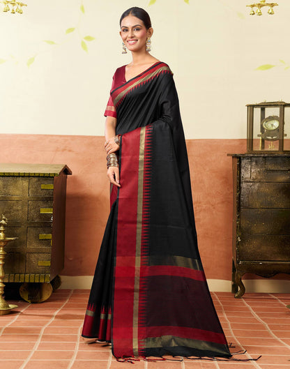 Black Silk Woven Kanjivaram Saree
