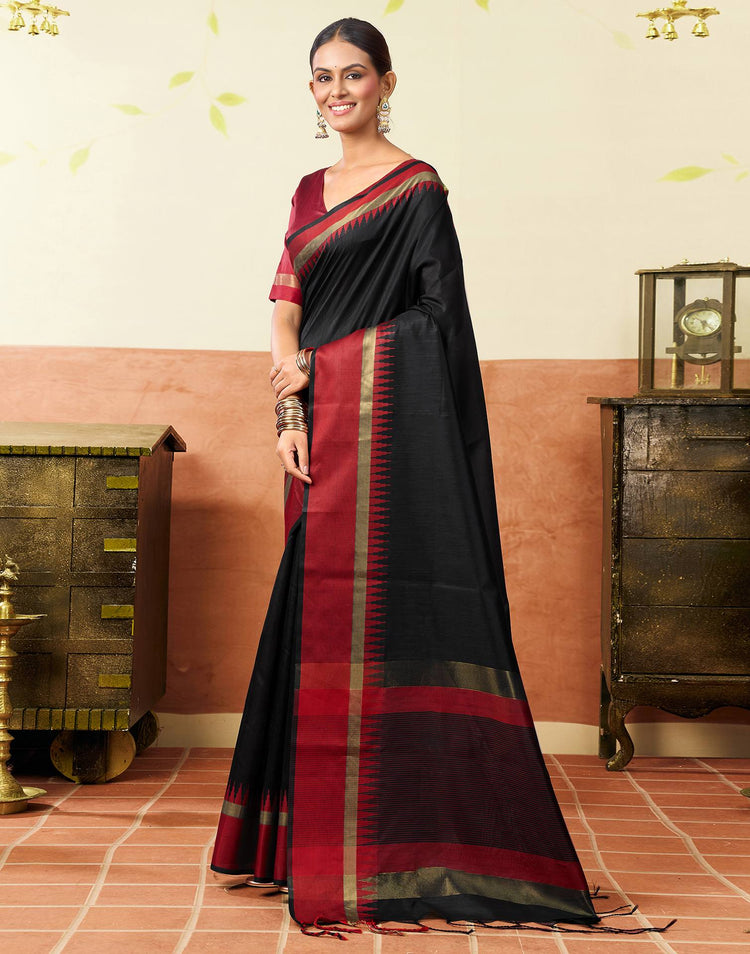 Black Silk Woven Kanjivaram Saree