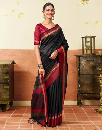 Black Silk Woven Kanjivaram Saree