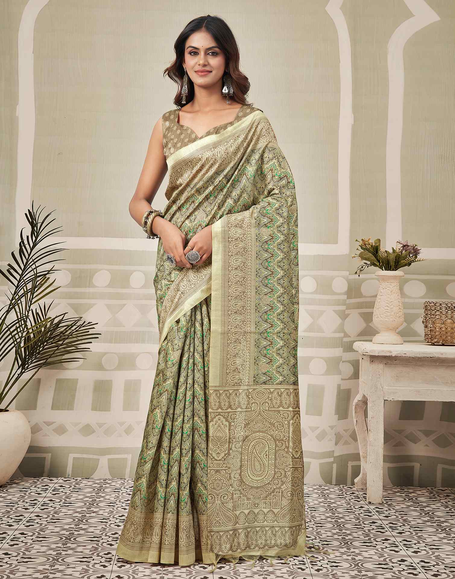 Multicoloured Silk Printed Saree