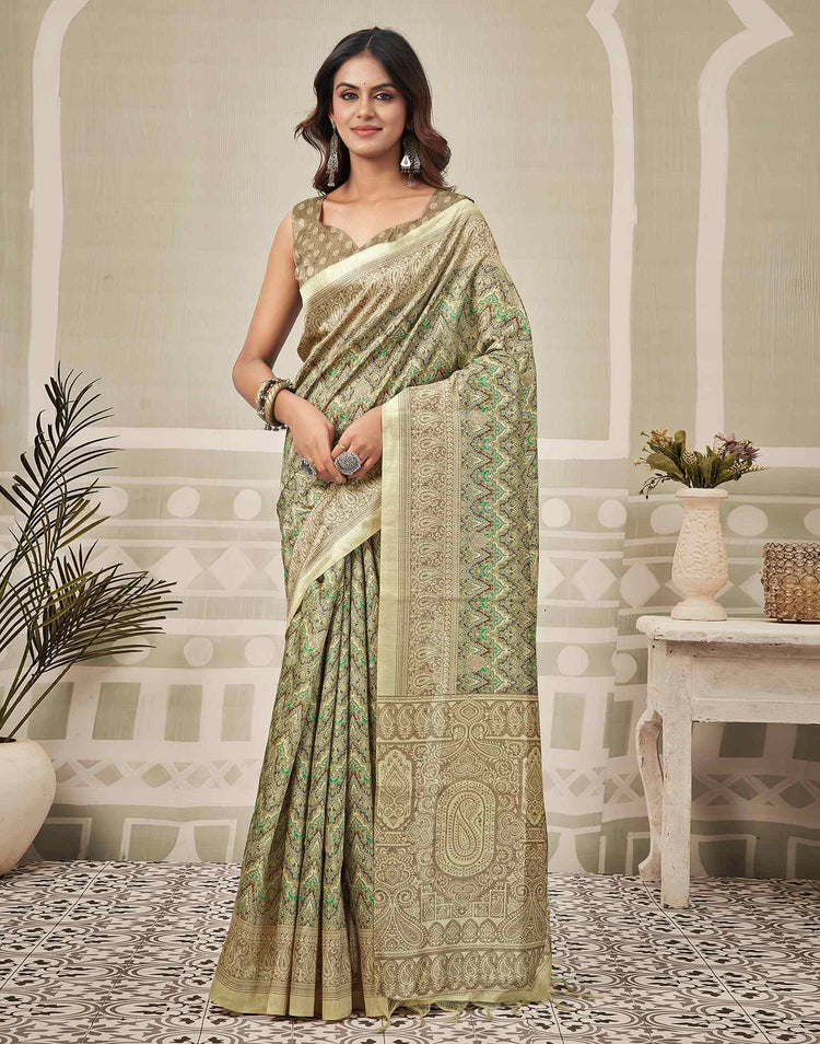 Multicoloured Silk Printed Saree