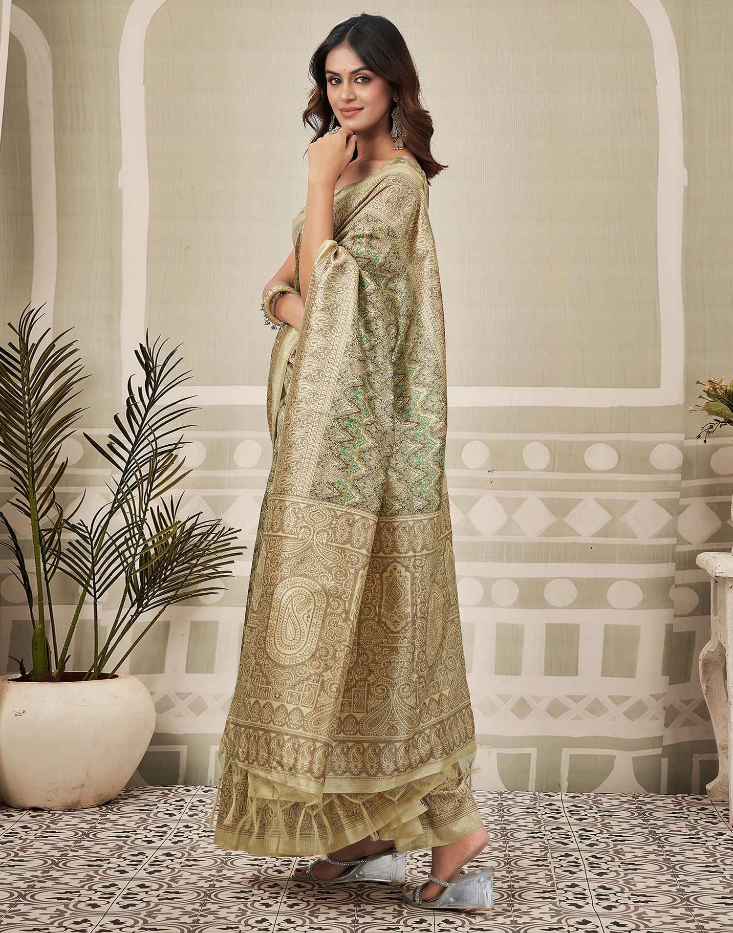 Multicoloured Silk Printed Saree