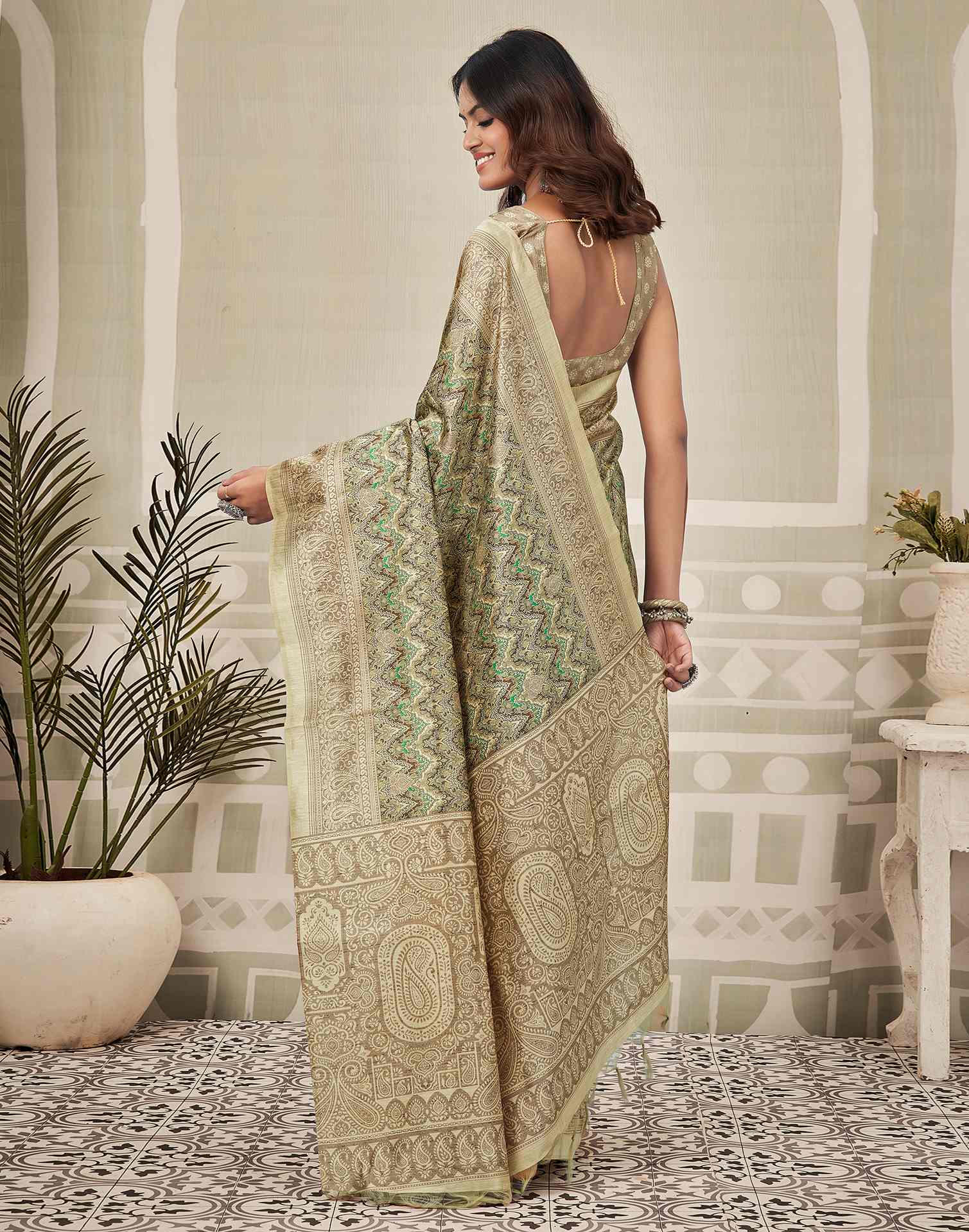 Multicoloured Silk Printed Saree