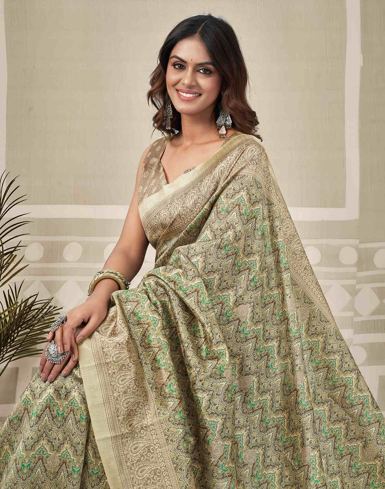 Multicoloured Silk Printed Saree