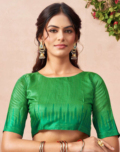 Parrot Green Silk Woven Saree