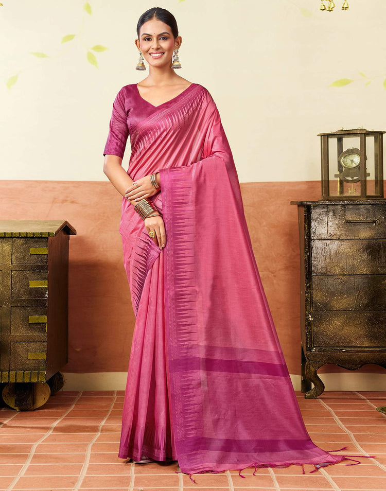 Pink Silk Woven Kanjivaram Saree