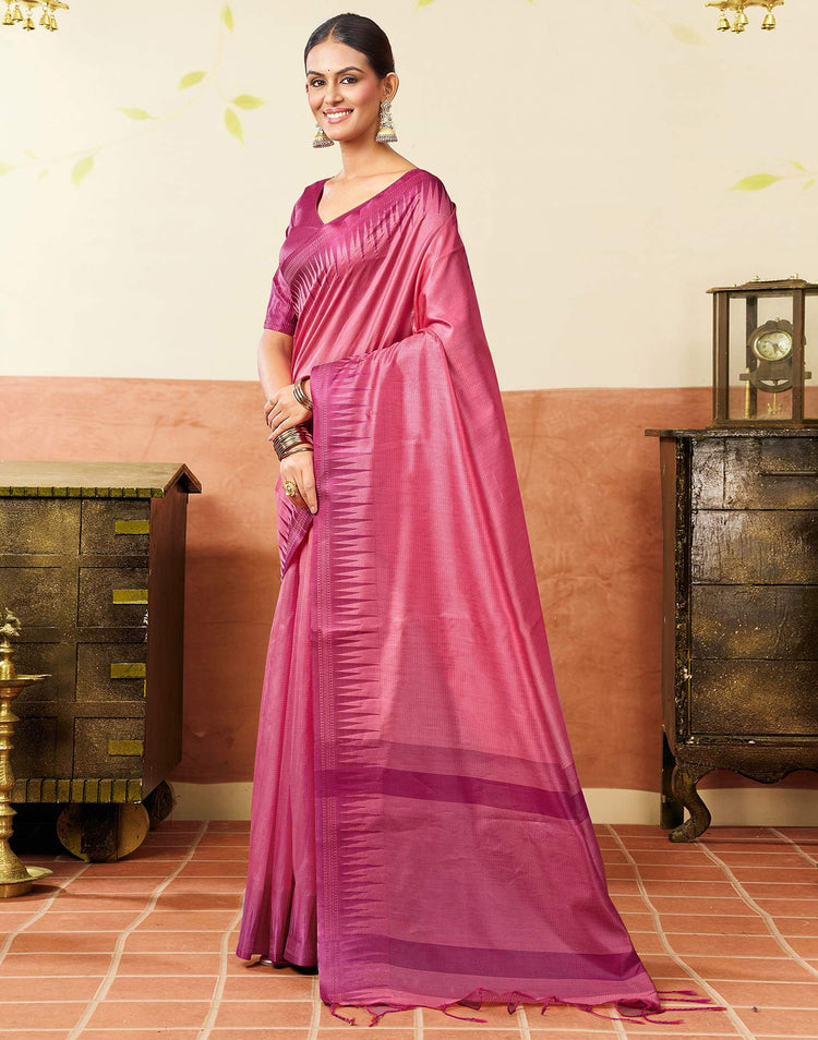 Pink Silk Woven Kanjivaram Saree