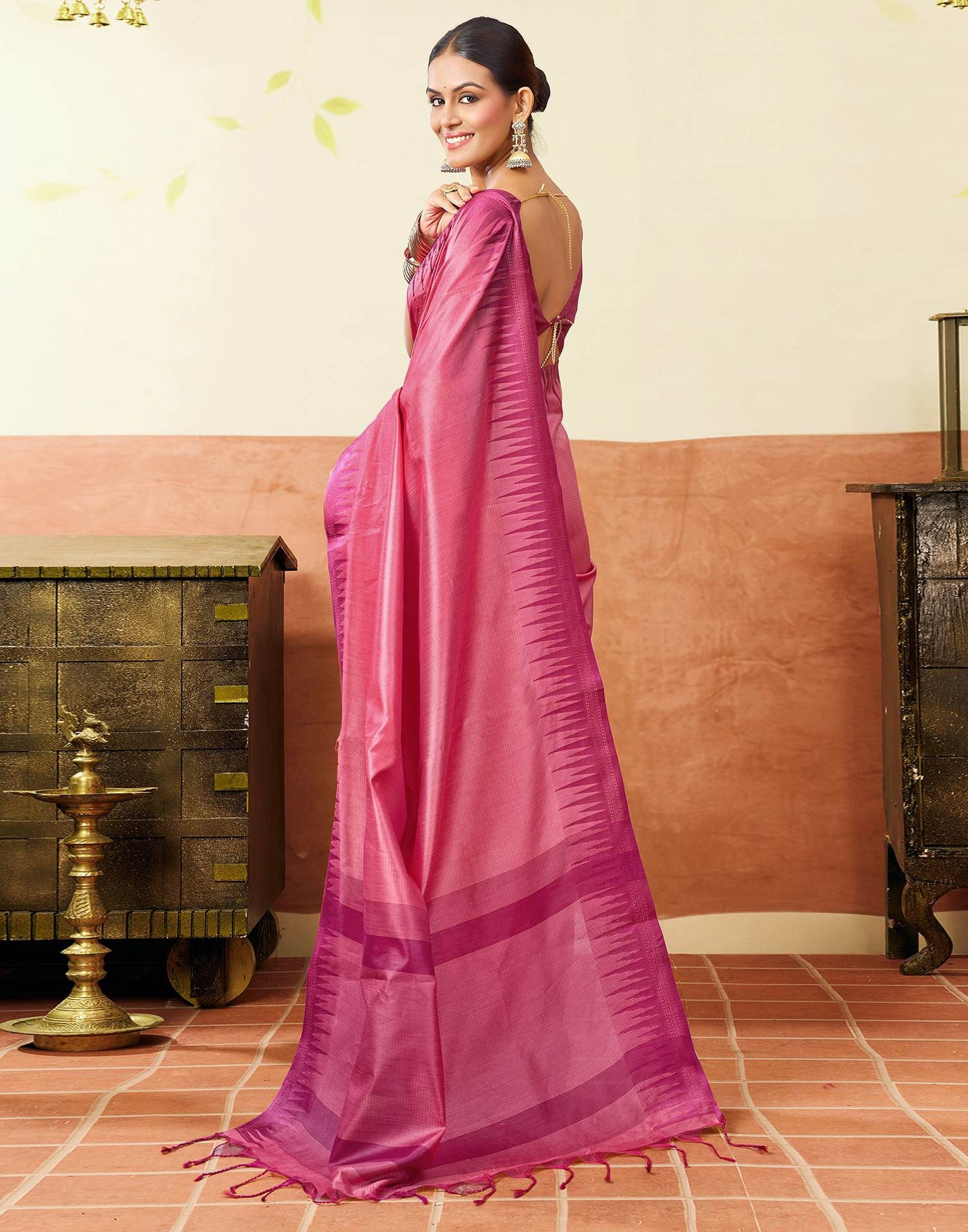 Pink Silk Woven Kanjivaram Saree