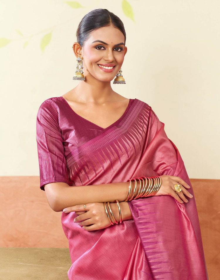 Pink Silk Woven Kanjivaram Saree