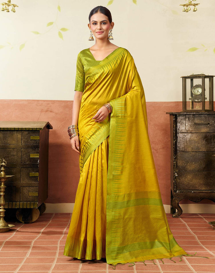 Yellow Silk Woven Kanjivaram Saree
