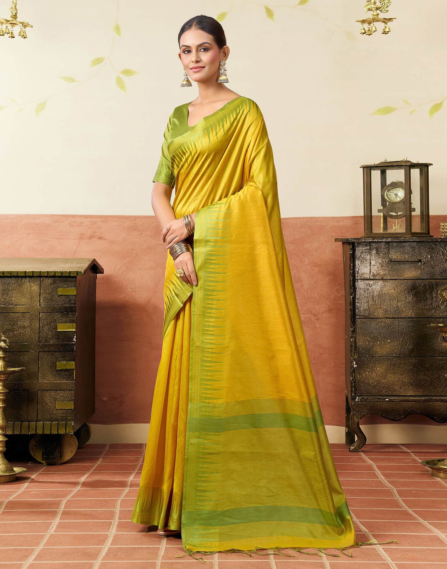Yellow Silk Woven Kanjivaram Saree