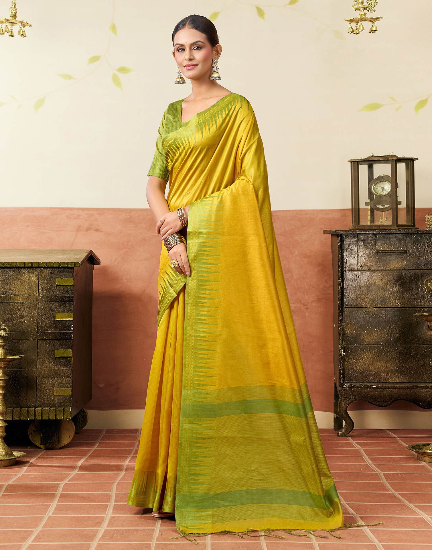 Yellow Silk Woven Kanjivaram Saree