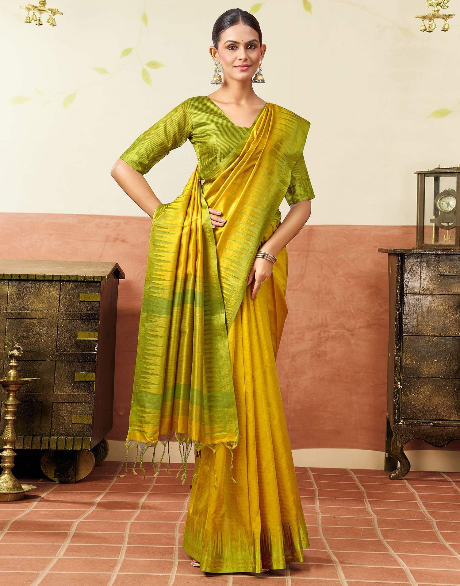 Yellow Silk Woven Kanjivaram Saree