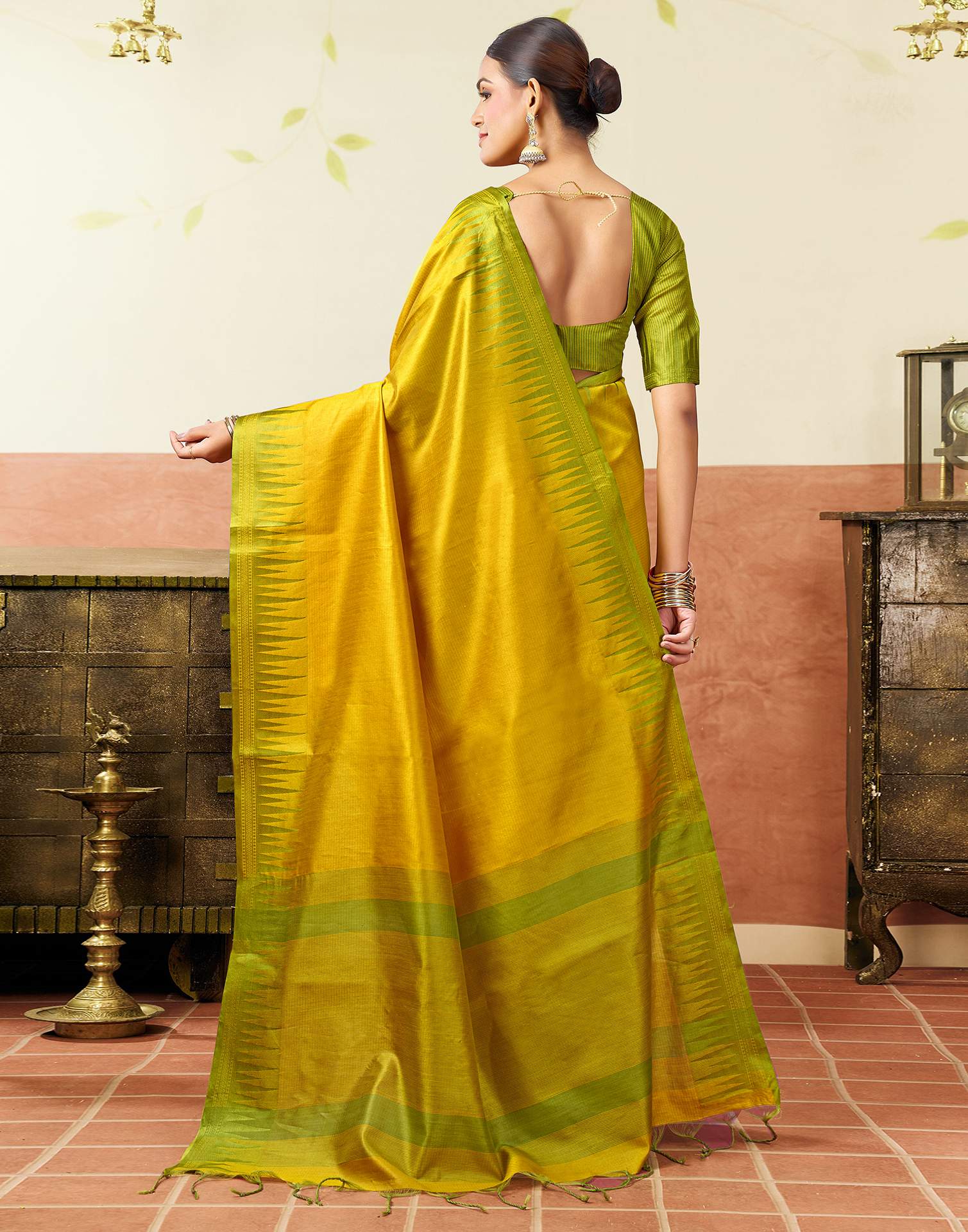 Yellow Silk Woven Kanjivaram Saree