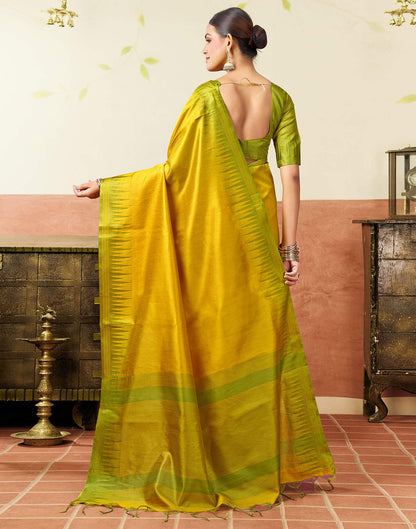 Yellow Silk Woven Kanjivaram Saree