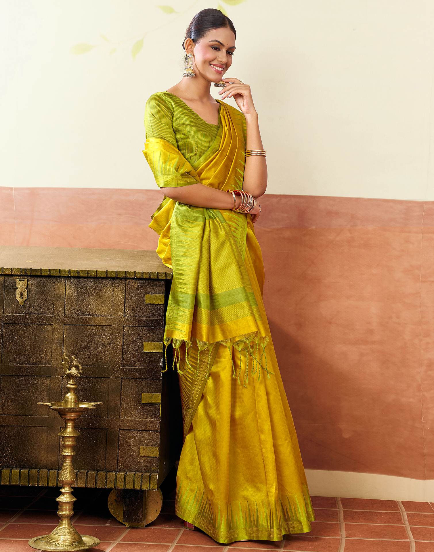 Yellow Silk Woven Kanjivaram Saree