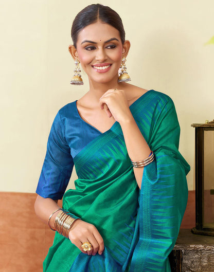 Dark Green Silk Woven Saree