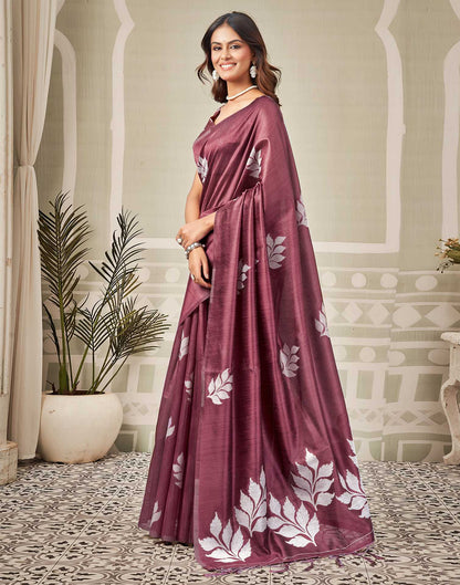 Dark Mauve Silk Woven Saree
