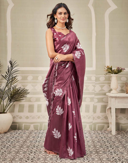 Dark Mauve Silk Woven Saree
