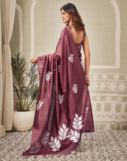 Dark Mauve Silk Woven Saree