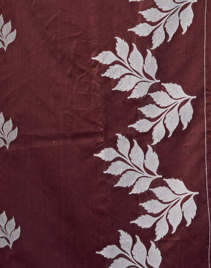 Wine Silk Woven Saree