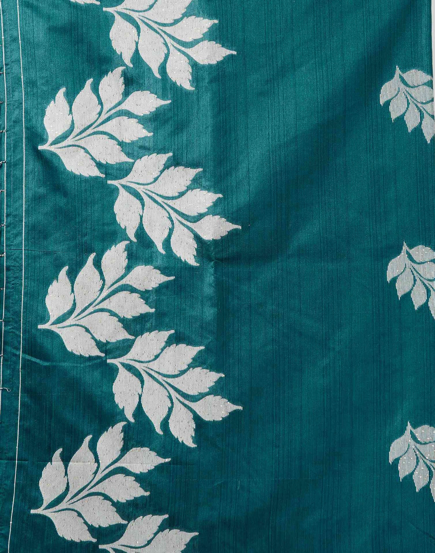 Teal Blue Silk Woven Saree