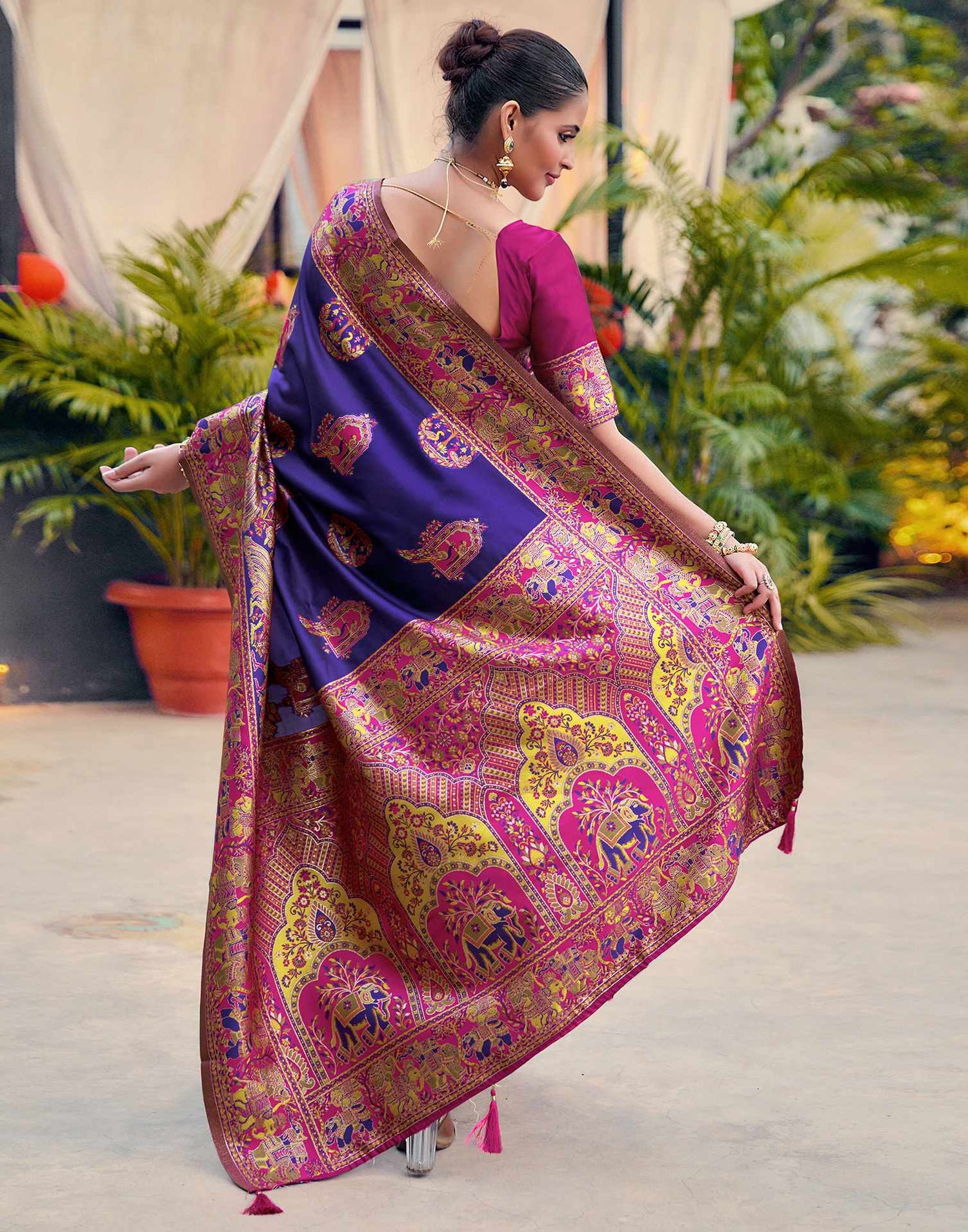 Purple Silk Woven Banarasi Saree