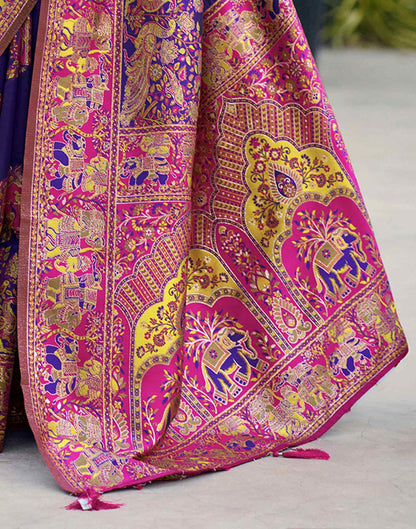 Purple Silk Woven Banarasi Saree
