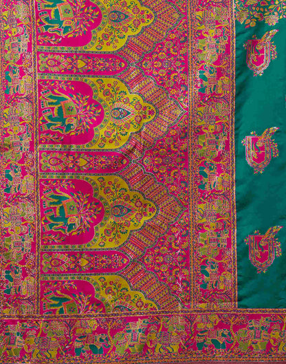 Teal Green Silk Woven Banarasi Saree