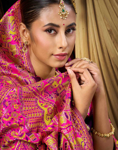 Dark Purple Silk Woven Banarasi Saree