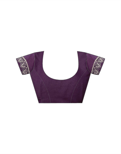 Dark Purple Silk Stone Work Embellished Saree
