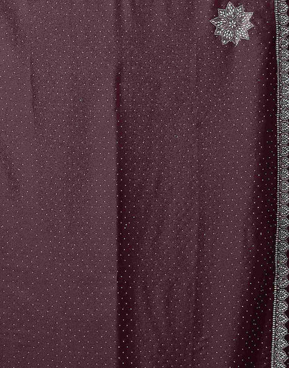 Dusty Wine Silk Stone Work Embellished Saree