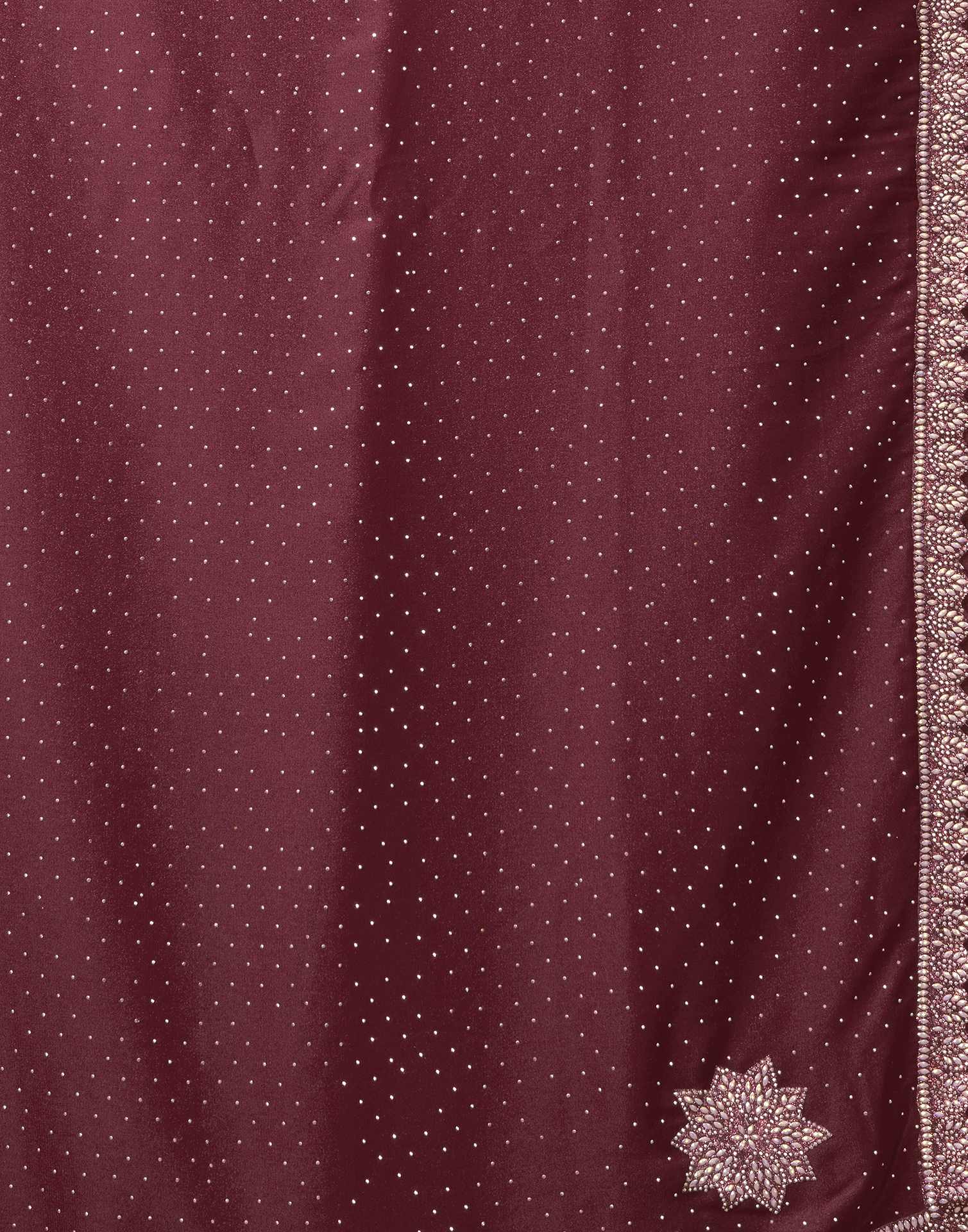 Maroon Silk Stone Work Embellished Saree