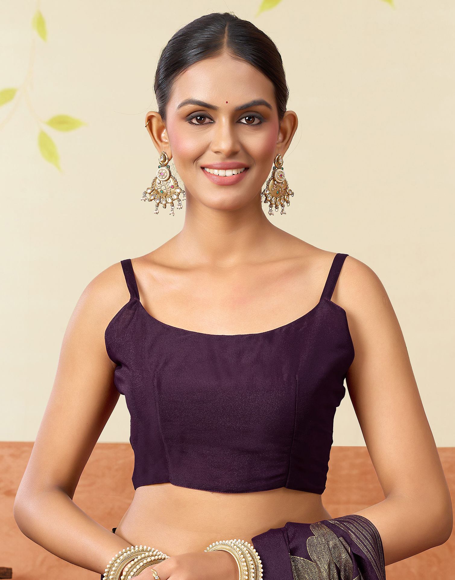 Dark Purple Georgette Foil Printed Saree