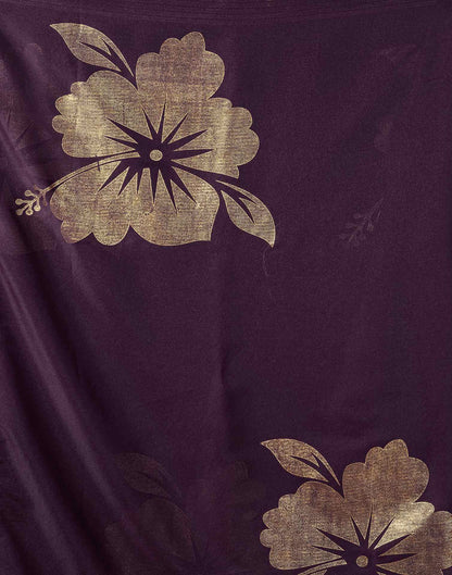 Dark Purple Georgette Foil Printed Saree