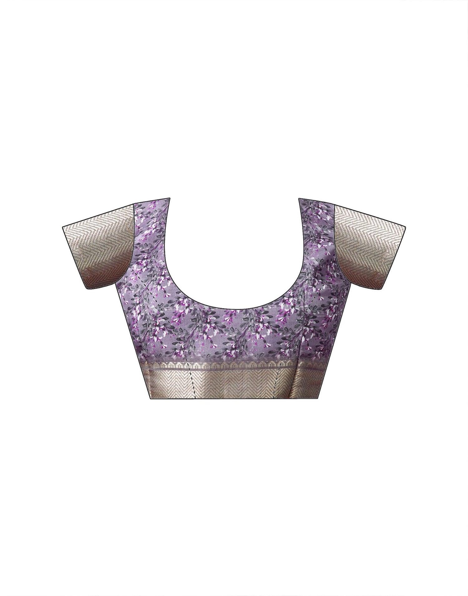 Dusty Purple Silk Floral Printed Saree