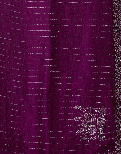 Dark Magenta Silk Stone Work Embellished Saree
