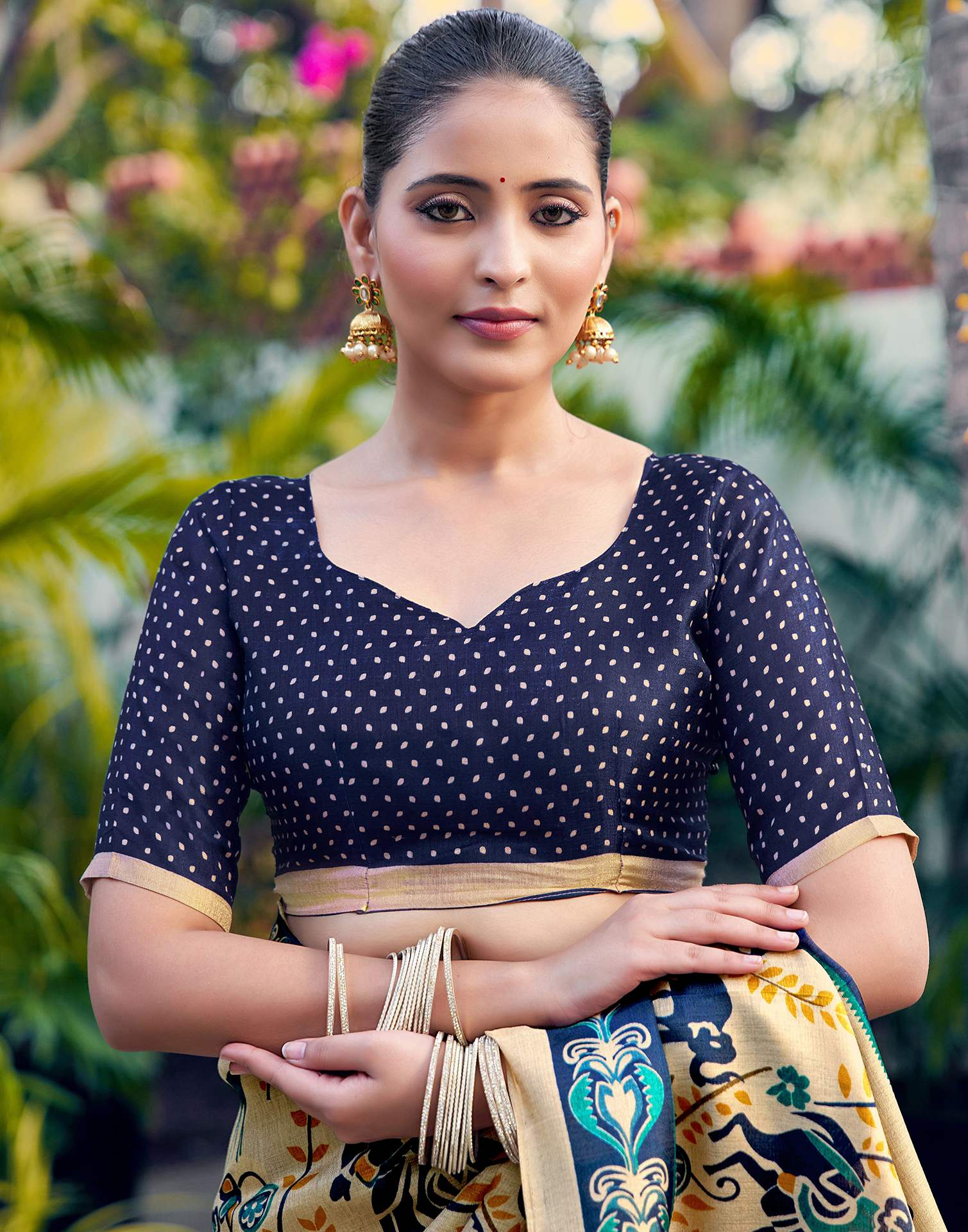 Beige Khadi Printed Kalamkari Saree