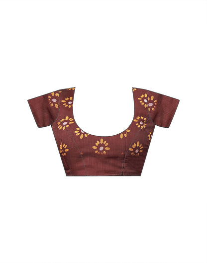 Maroon Linen Bandhani Printed Saree
