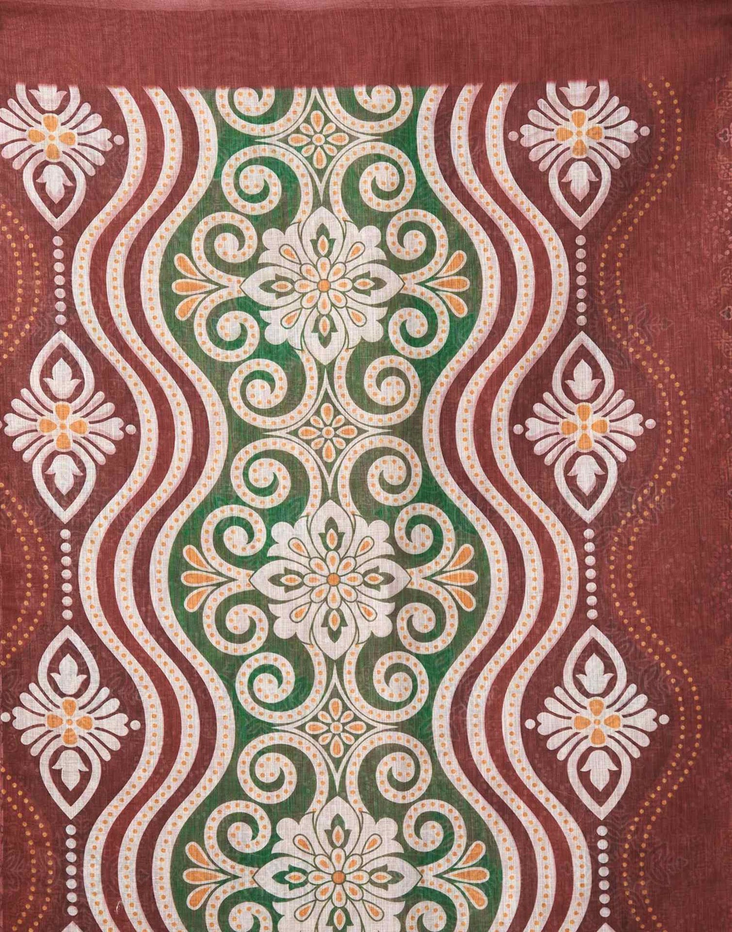 Maroon Linen Printed Saree