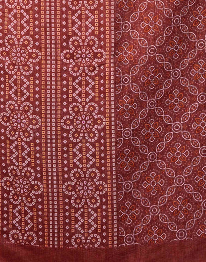 Dusty Maroon Linen Bandhani Printed Saree