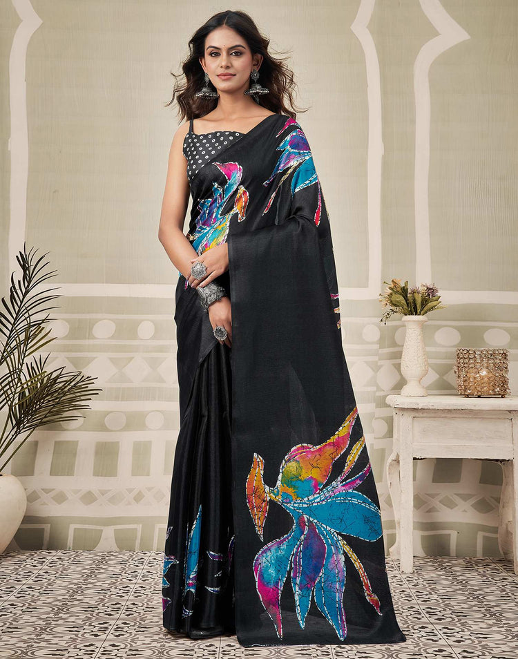 Black Khadi Printed Saree