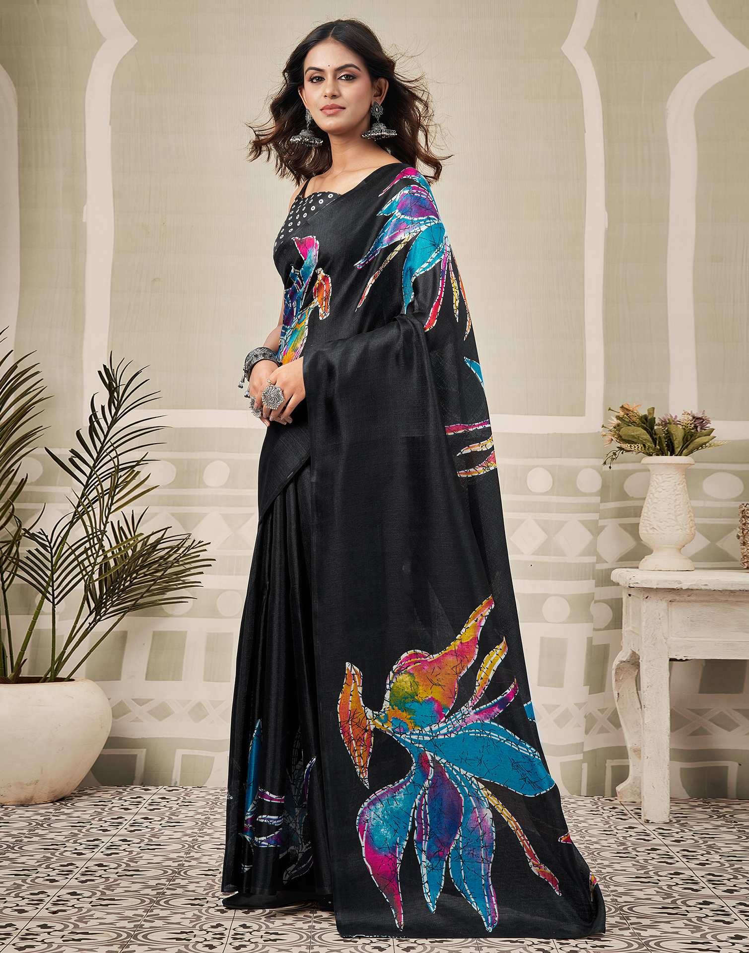 Black Khadi Printed Saree