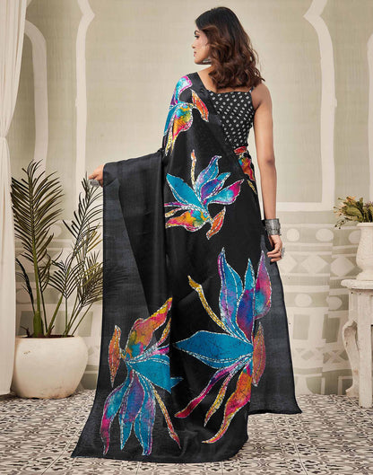 Black Khadi Printed Saree