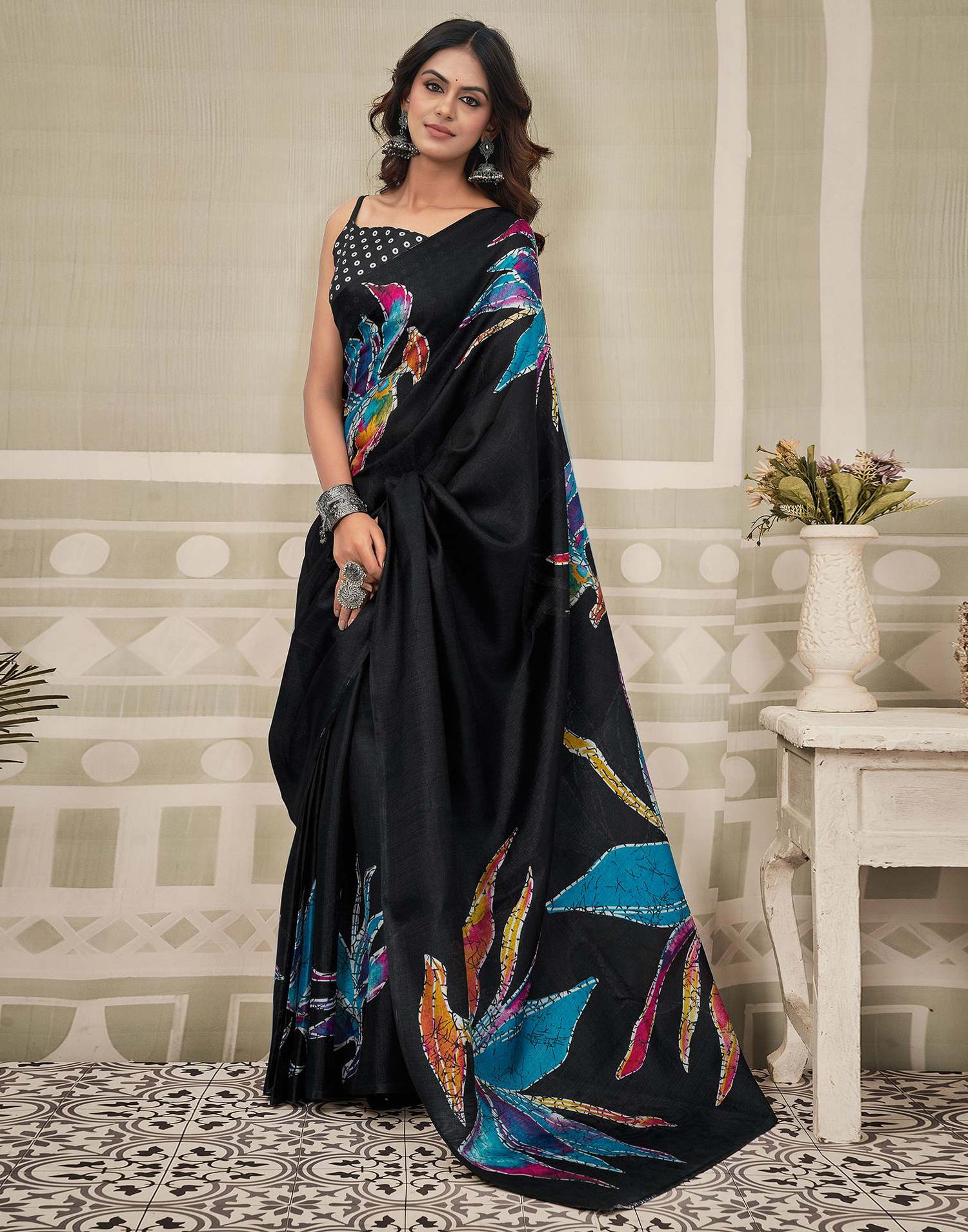 Black Khadi Printed Saree