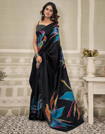 Black Khadi Printed Saree