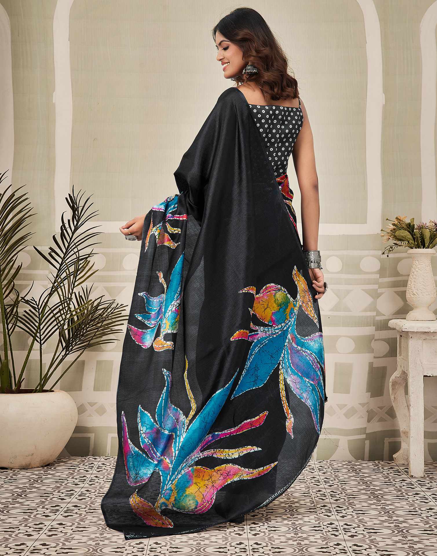 Black Khadi Printed Saree