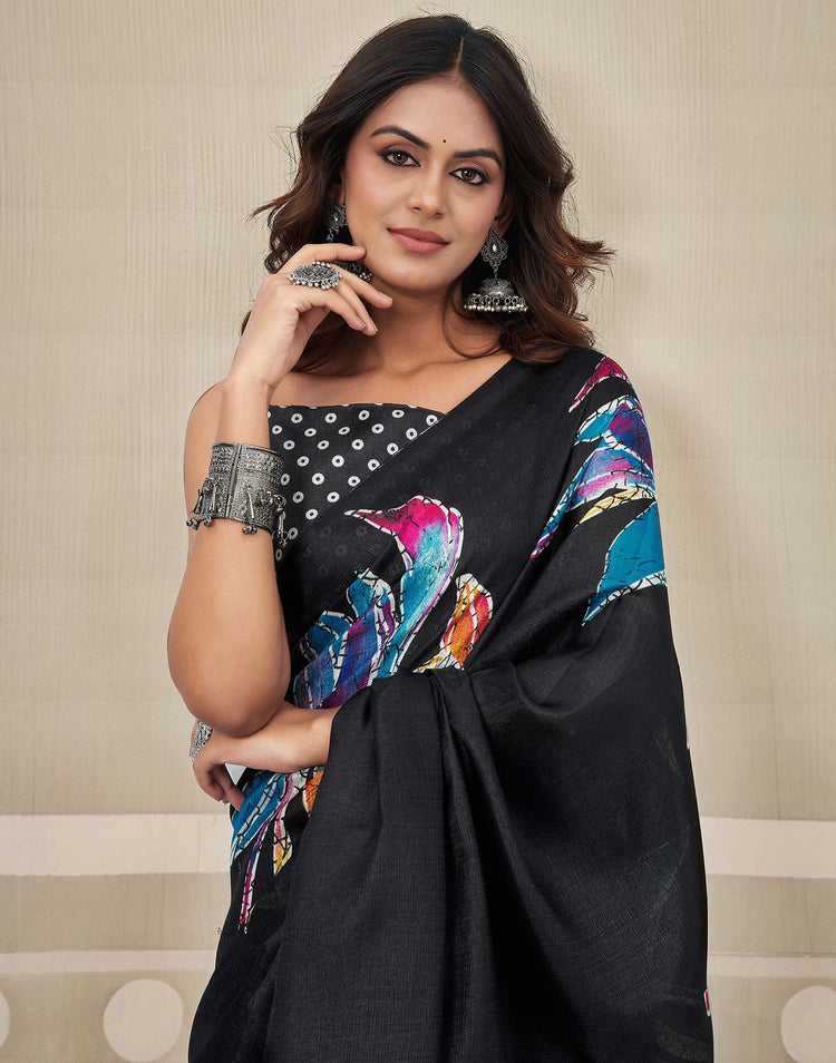 Black Khadi Printed Saree